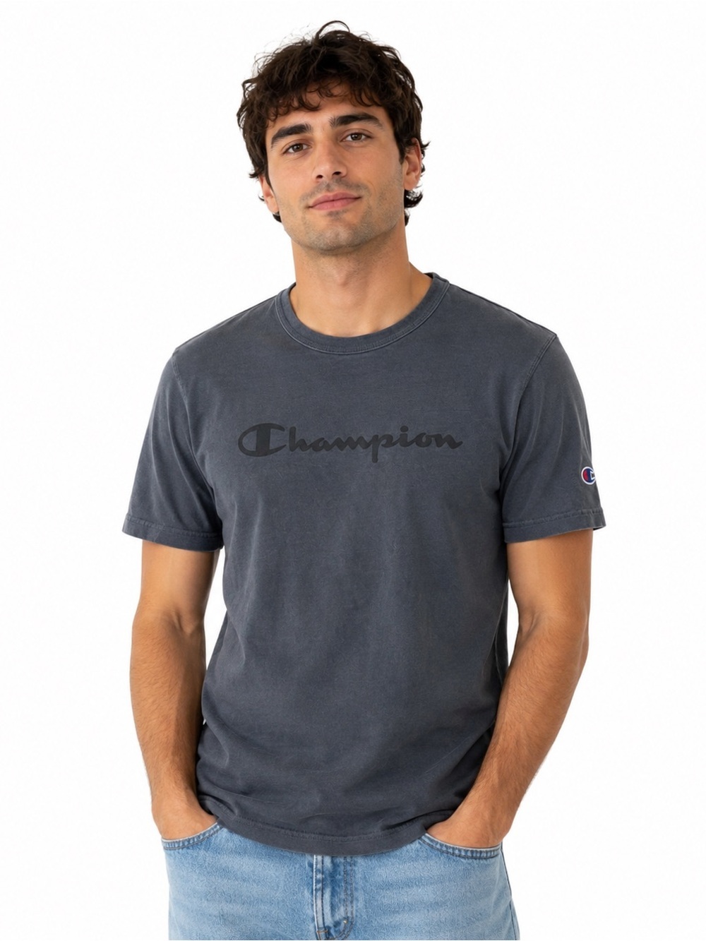 Champion Logo Shirt Gray Blue